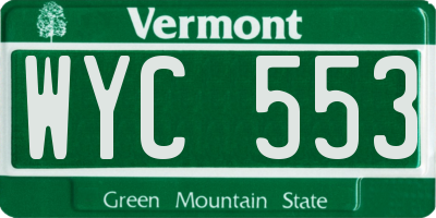 VT license plate WYC553