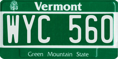 VT license plate WYC560
