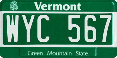VT license plate WYC567