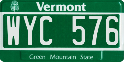 VT license plate WYC576