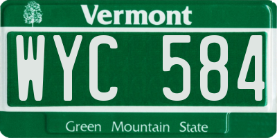 VT license plate WYC584