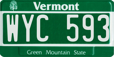 VT license plate WYC593