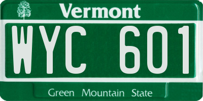 VT license plate WYC601