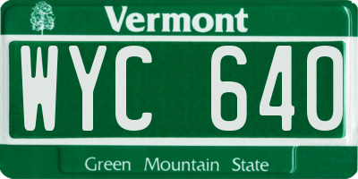 VT license plate WYC640