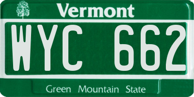 VT license plate WYC662