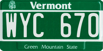 VT license plate WYC670
