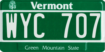 VT license plate WYC707