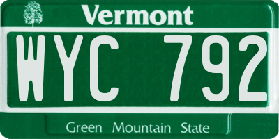 VT license plate WYC792