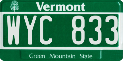 VT license plate WYC833