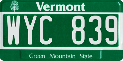 VT license plate WYC839
