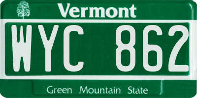 VT license plate WYC862