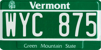 VT license plate WYC875