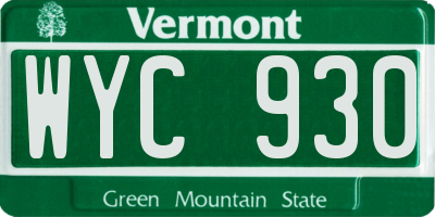 VT license plate WYC930