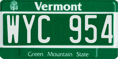 VT license plate WYC954
