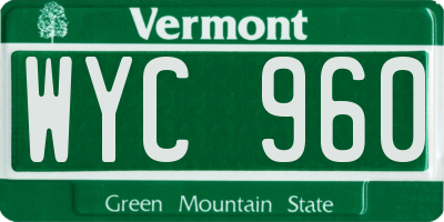 VT license plate WYC960