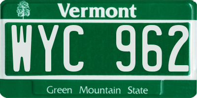 VT license plate WYC962