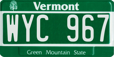 VT license plate WYC967