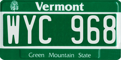 VT license plate WYC968