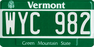 VT license plate WYC982