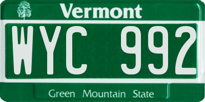 VT license plate WYC992