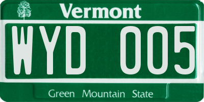VT license plate WYD005
