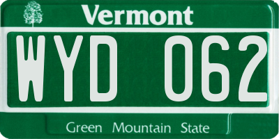 VT license plate WYD062