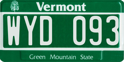 VT license plate WYD093