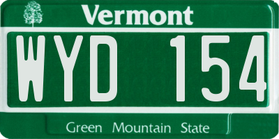 VT license plate WYD154
