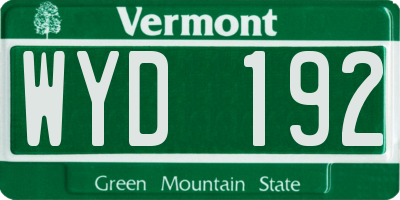 VT license plate WYD192