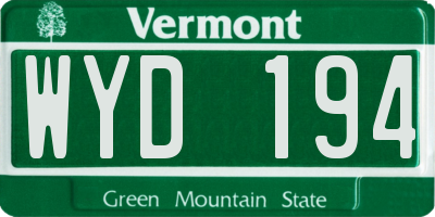 VT license plate WYD194