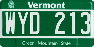 VT license plate WYD213