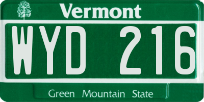 VT license plate WYD216