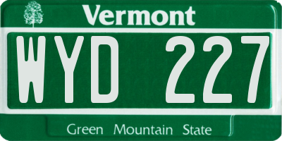 VT license plate WYD227