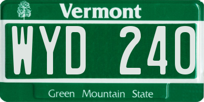 VT license plate WYD240