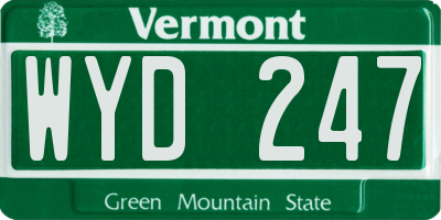 VT license plate WYD247