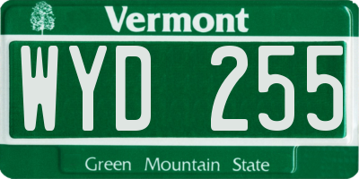 VT license plate WYD255