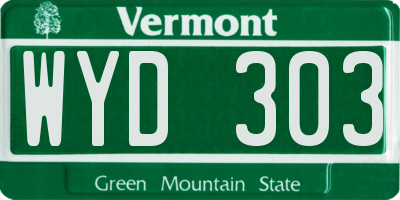 VT license plate WYD303