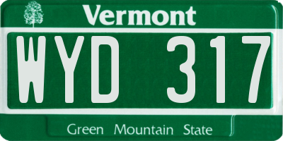VT license plate WYD317