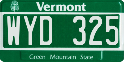 VT license plate WYD325