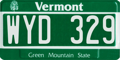 VT license plate WYD329