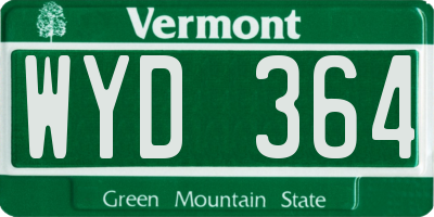 VT license plate WYD364