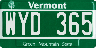 VT license plate WYD365