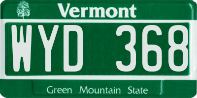 VT license plate WYD368