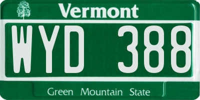 VT license plate WYD388