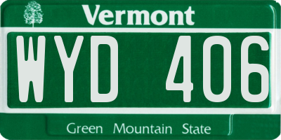 VT license plate WYD406