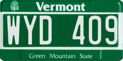 VT license plate WYD409