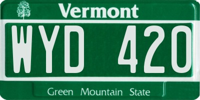 VT license plate WYD420