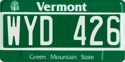 VT license plate WYD426