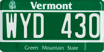 VT license plate WYD430