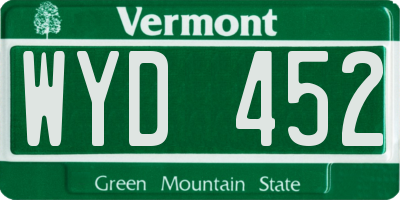 VT license plate WYD452